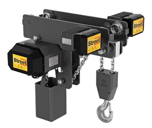 Street's new range of electric chain hoists, in capacities from 125 to 5000Kg,