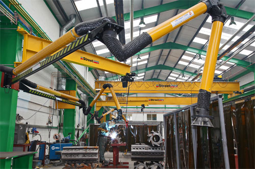 The one tonne Street jib cranes all use chain hoists from the company’s LX series