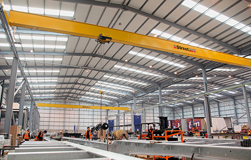 Tiger Trailers selected overhead cranes from Street Crane Company as an integral element in the production system at their new factory