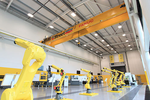 street supplied and installed cranes at Fanuc UKs new UK factory