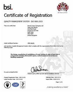 street crane certification and quality assurance